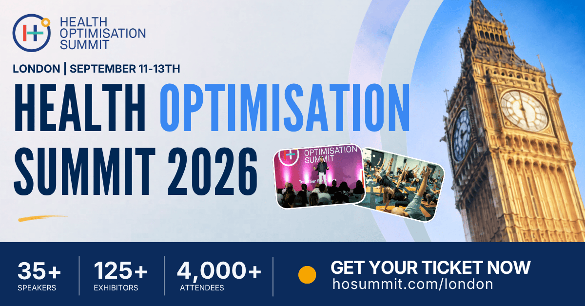 Poster for Health Optimisation Summit at the Business Design Centre September 11th-13th 2026