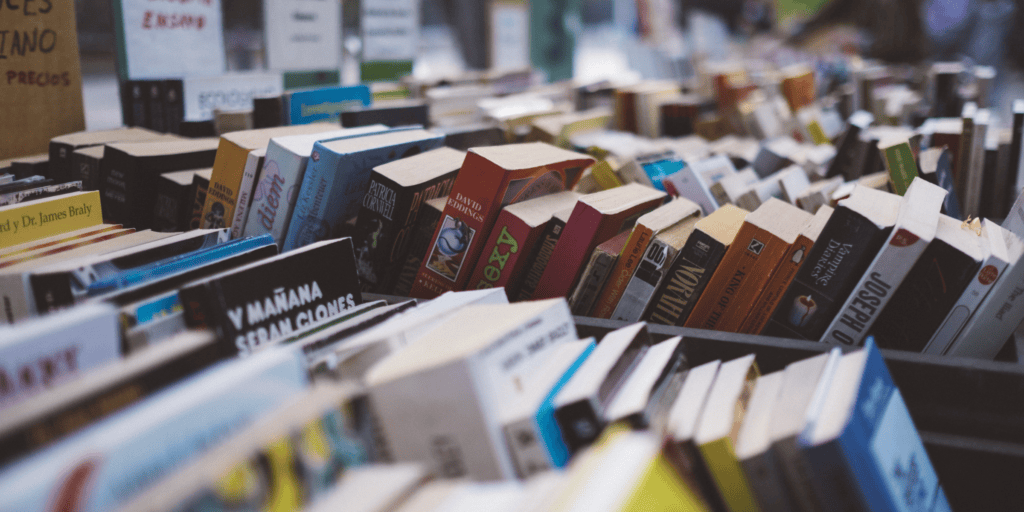 A pile of books at Upper Street Bookstore in Angel